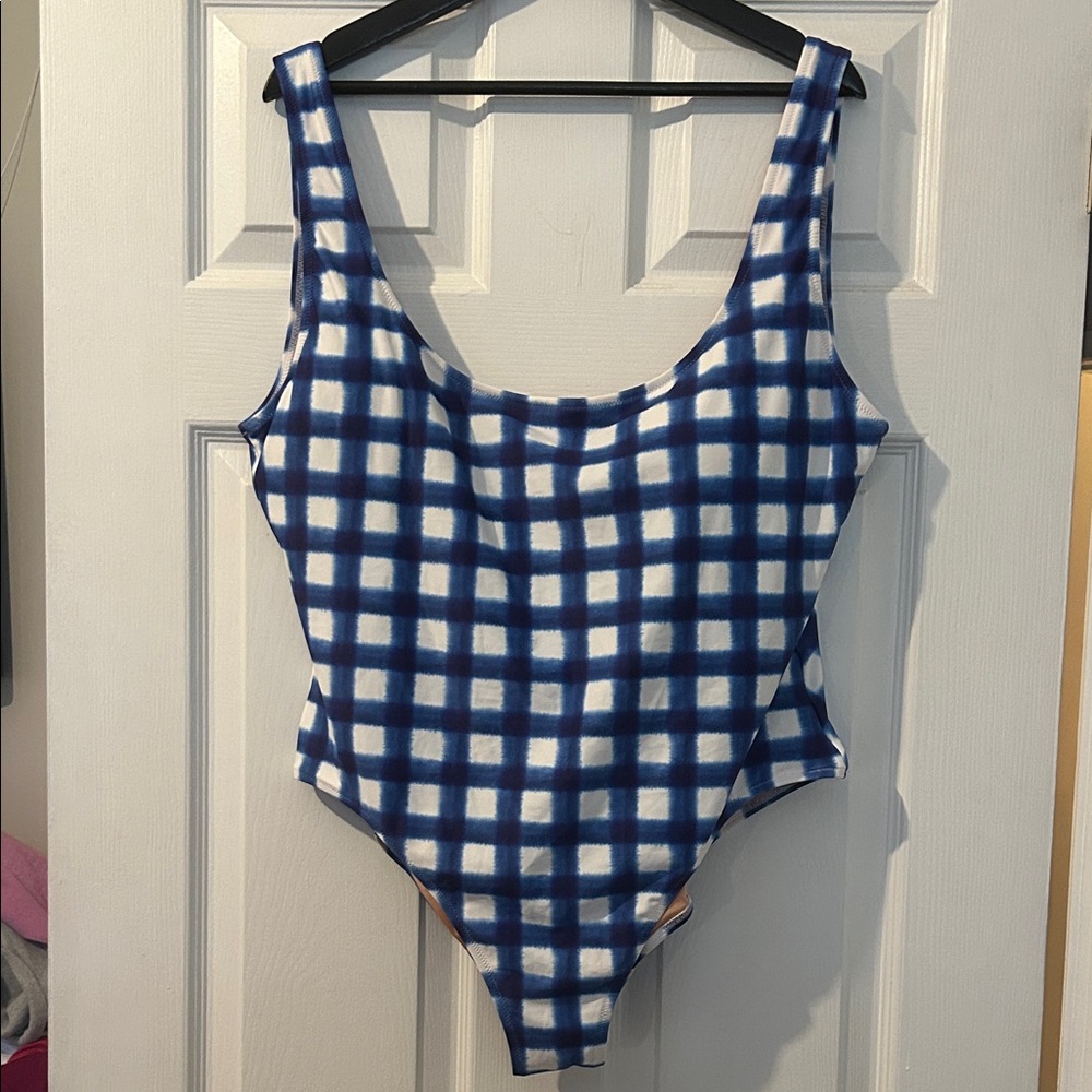 J.Crew Women’s Blue Plaid One-Piece Swimsuit